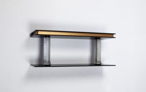 Timeless small sculptural wall-shelve made of "vintage" vases combined with "high-end" plexiglass components. Shelves: Plexiglas