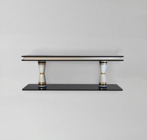 Timeless small sculptural wall-shelf made of "vintage" vases combined with "high-end" acrylic glass components. Shelves: Plexiglas.